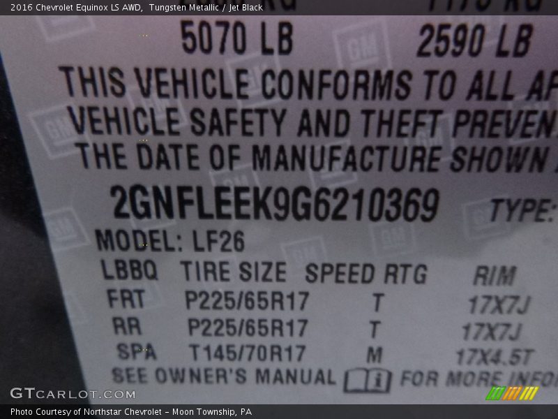 Tungsten Metallic / Jet Black 2016 Chevrolet Equinox LS AWD