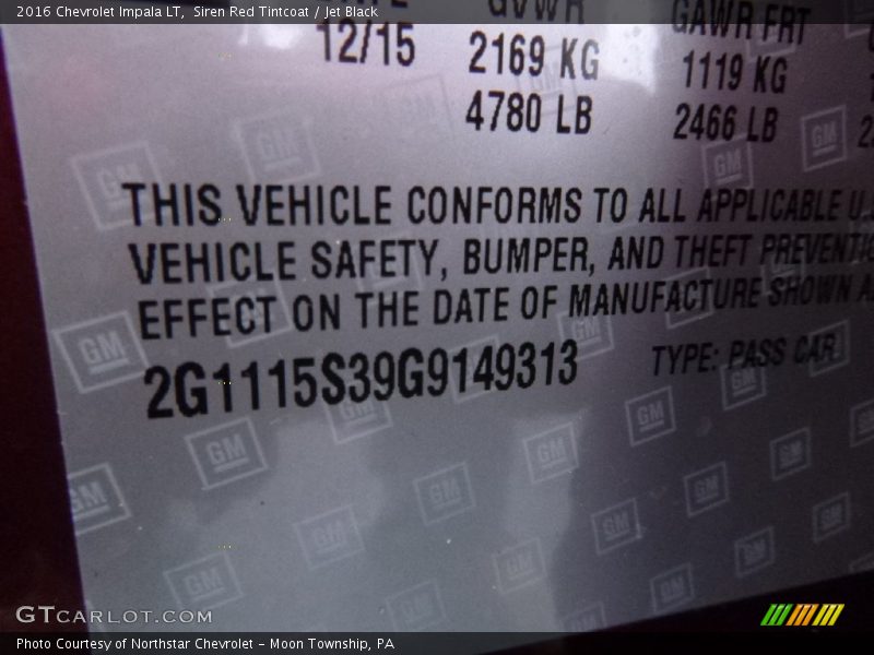 Siren Red Tintcoat / Jet Black 2016 Chevrolet Impala LT