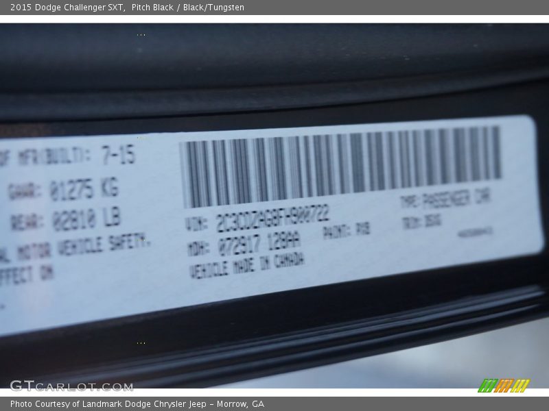 Pitch Black / Black/Tungsten 2015 Dodge Challenger SXT