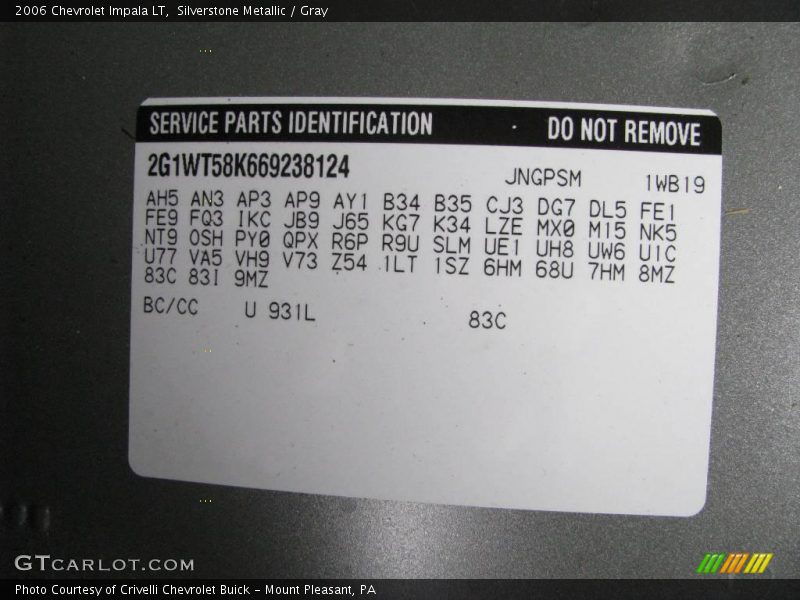 Silverstone Metallic / Gray 2006 Chevrolet Impala LT