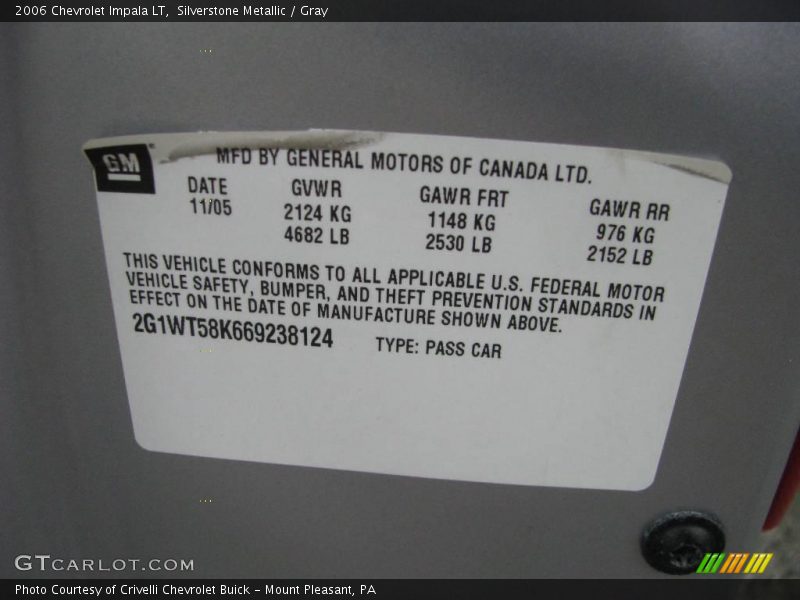 Silverstone Metallic / Gray 2006 Chevrolet Impala LT