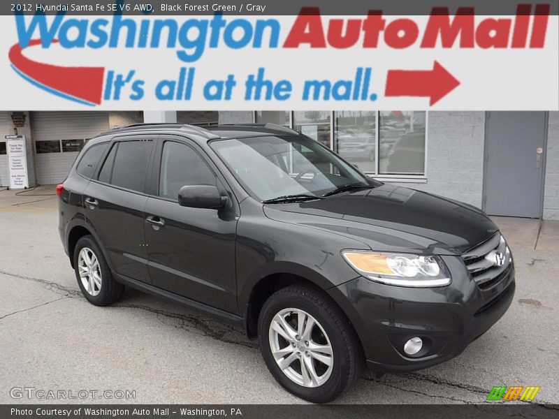 Black Forest Green / Gray 2012 Hyundai Santa Fe SE V6 AWD