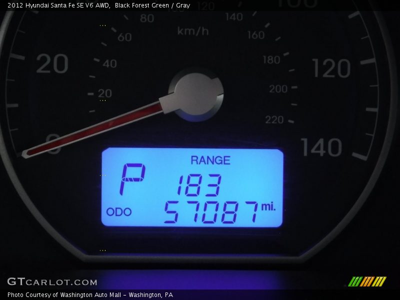 Black Forest Green / Gray 2012 Hyundai Santa Fe SE V6 AWD