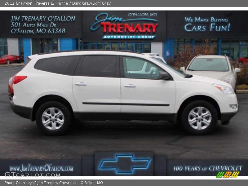 White / Dark Gray/Light Gray 2012 Chevrolet Traverse LS