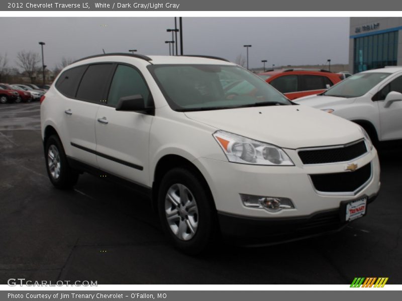 White / Dark Gray/Light Gray 2012 Chevrolet Traverse LS
