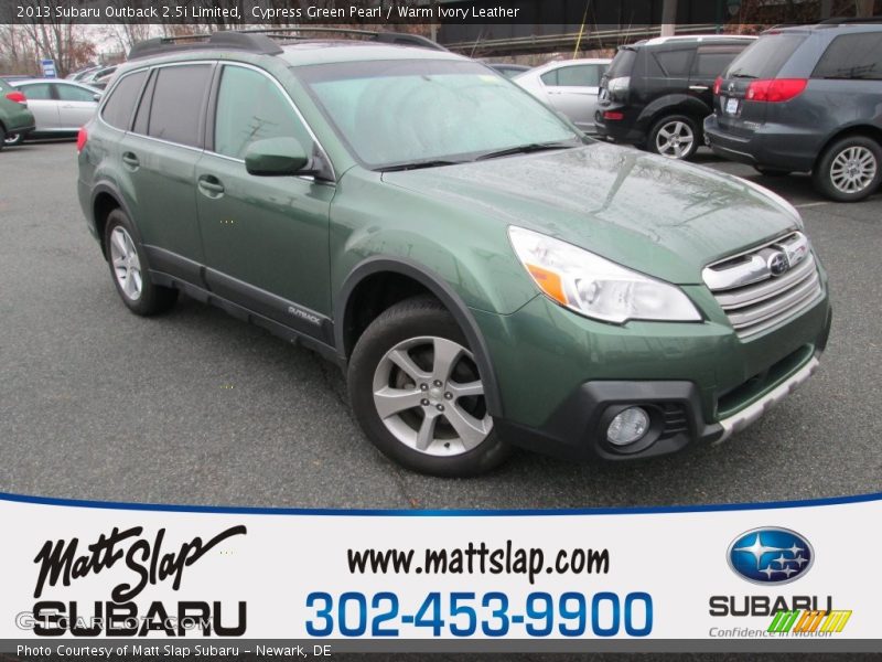 Cypress Green Pearl / Warm Ivory Leather 2013 Subaru Outback 2.5i Limited