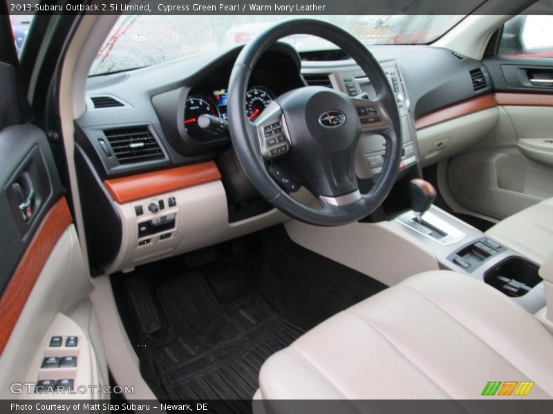 Cypress Green Pearl / Warm Ivory Leather 2013 Subaru Outback 2.5i Limited