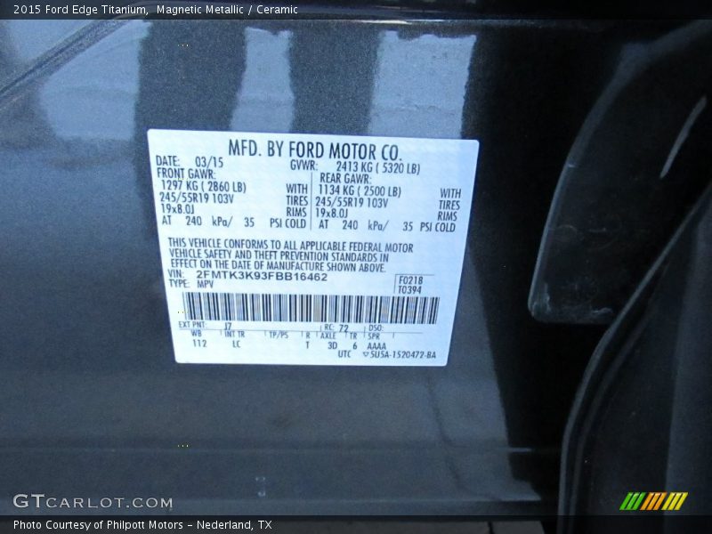Magnetic Metallic / Ceramic 2015 Ford Edge Titanium