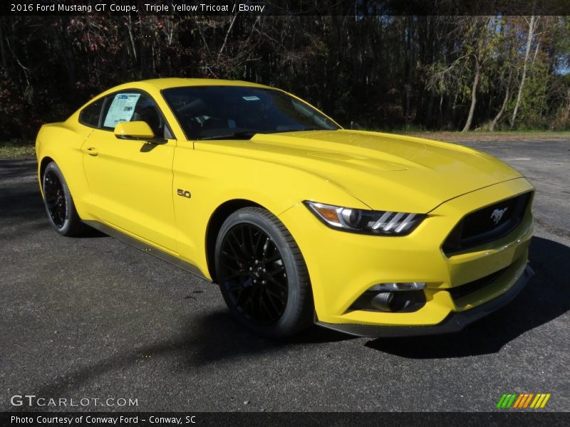 Triple Yellow Tricoat / Ebony 2016 Ford Mustang GT Coupe
