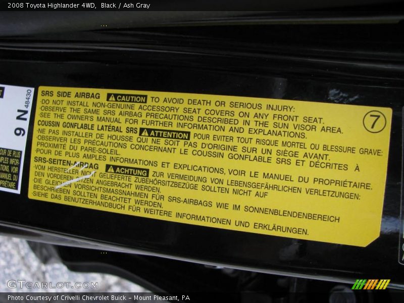 Black / Ash Gray 2008 Toyota Highlander 4WD