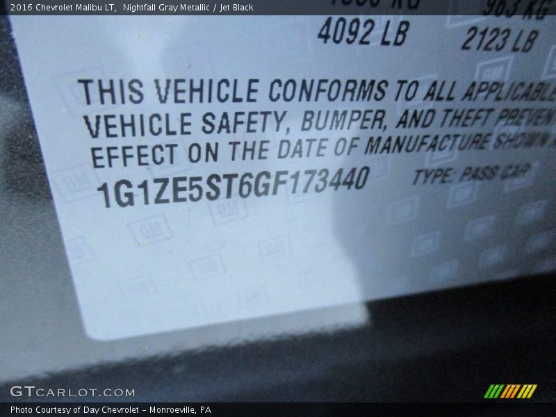 Nightfall Gray Metallic / Jet Black 2016 Chevrolet Malibu LT