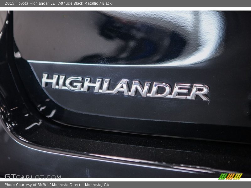 Attitude Black Metallic / Black 2015 Toyota Highlander LE