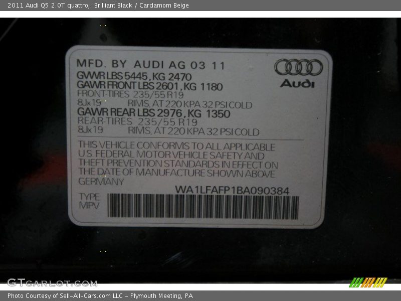 Brilliant Black / Cardamom Beige 2011 Audi Q5 2.0T quattro