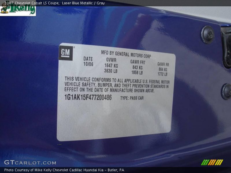 Laser Blue Metallic / Gray 2007 Chevrolet Cobalt LS Coupe