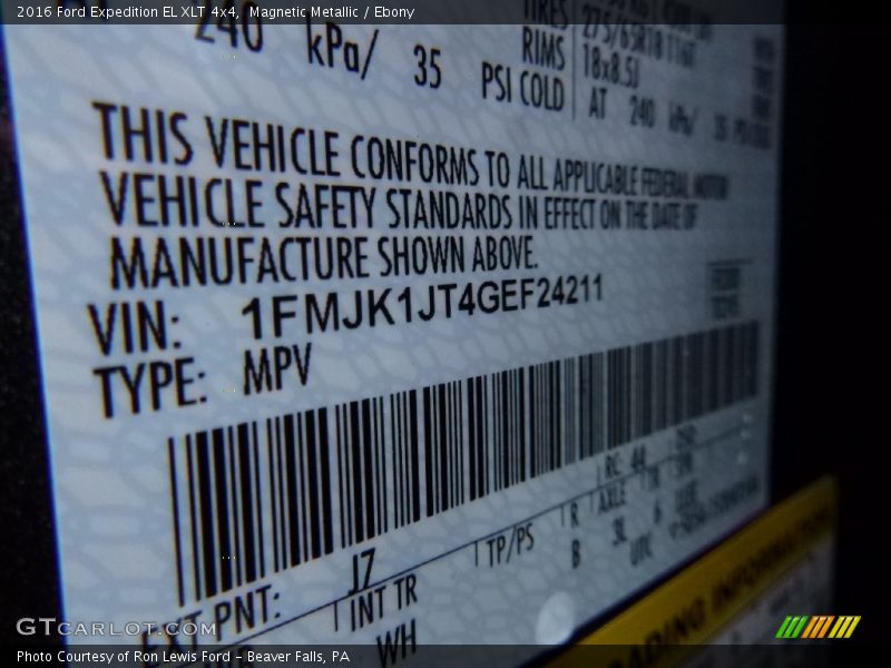 Magnetic Metallic / Ebony 2016 Ford Expedition EL XLT 4x4
