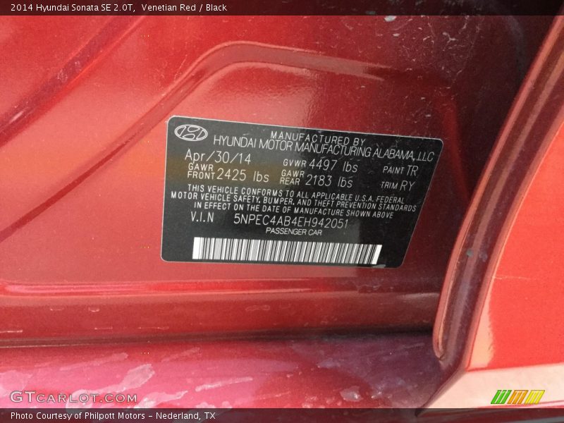 Venetian Red / Black 2014 Hyundai Sonata SE 2.0T
