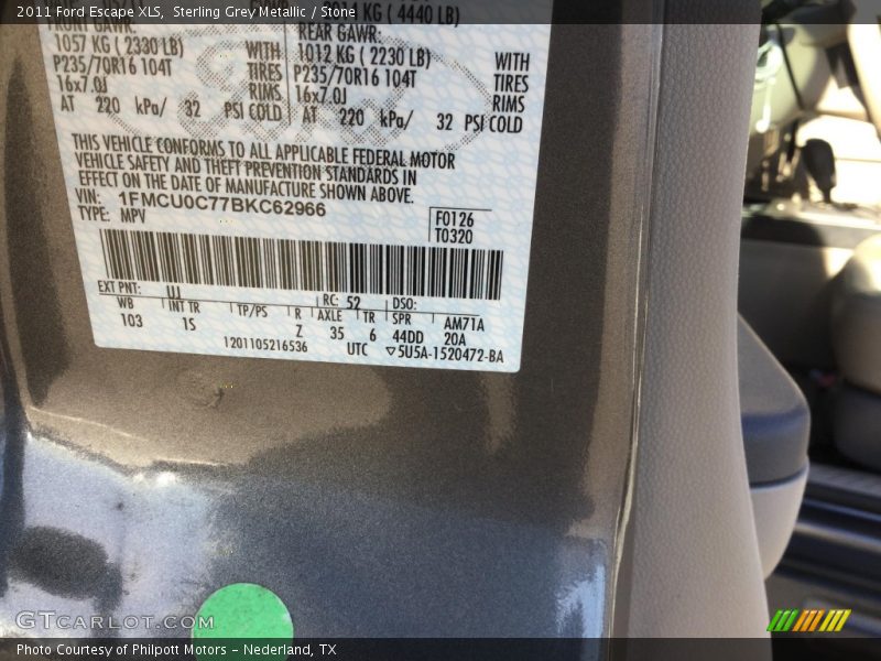 Sterling Grey Metallic / Stone 2011 Ford Escape XLS