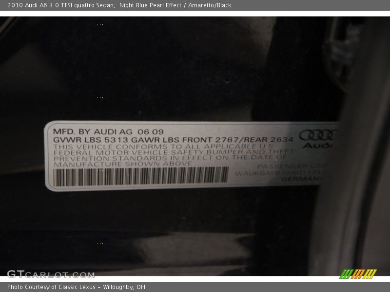 Night Blue Pearl Effect / Amaretto/Black 2010 Audi A6 3.0 TFSI quattro Sedan