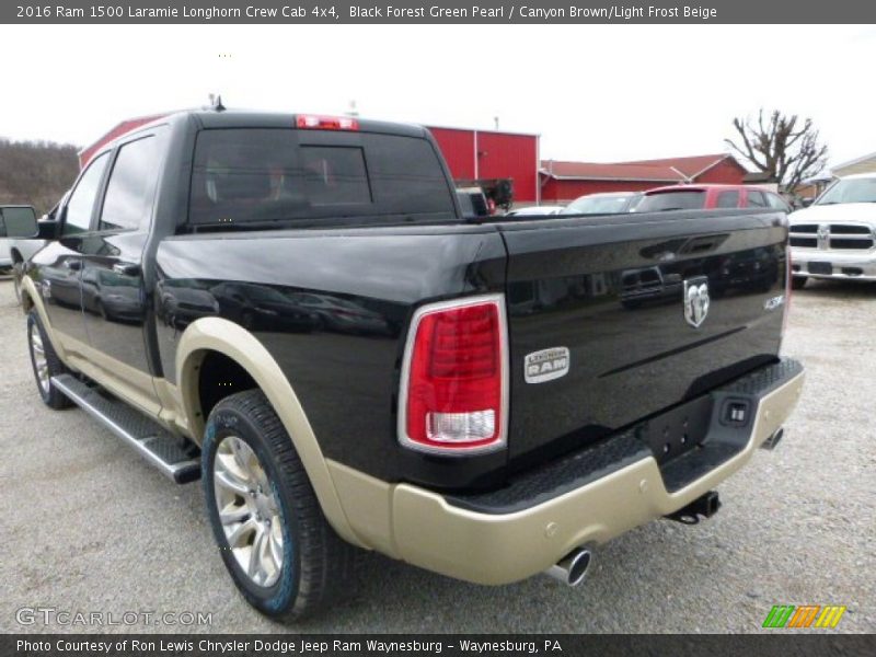 Black Forest Green Pearl / Canyon Brown/Light Frost Beige 2016 Ram 1500 Laramie Longhorn Crew Cab 4x4