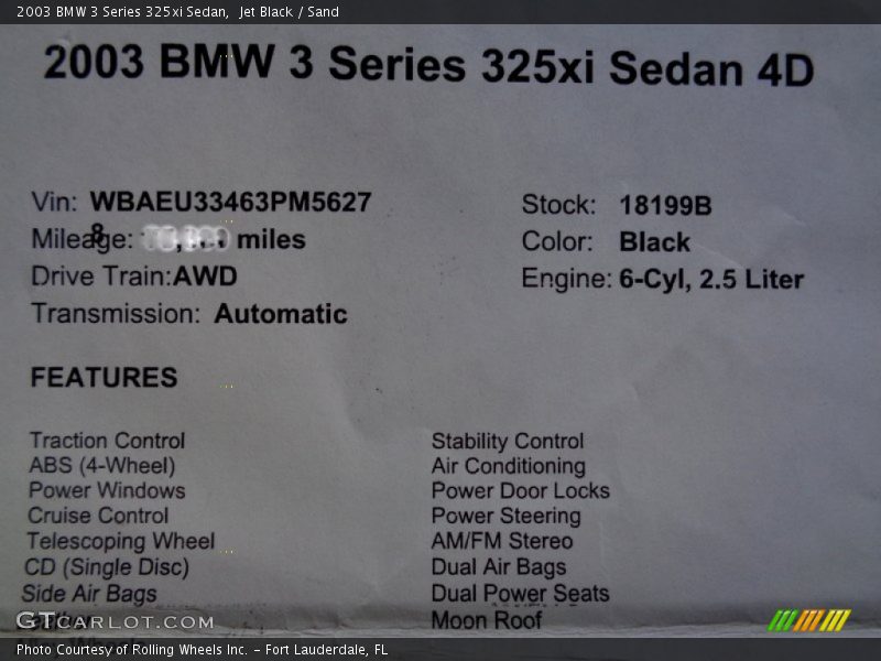 Jet Black / Sand 2003 BMW 3 Series 325xi Sedan