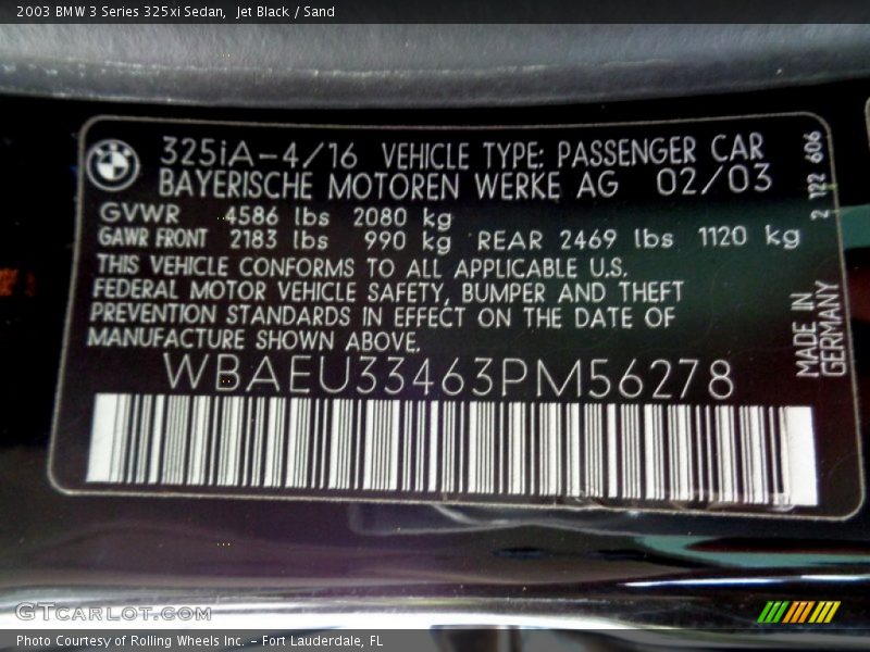 Jet Black / Sand 2003 BMW 3 Series 325xi Sedan