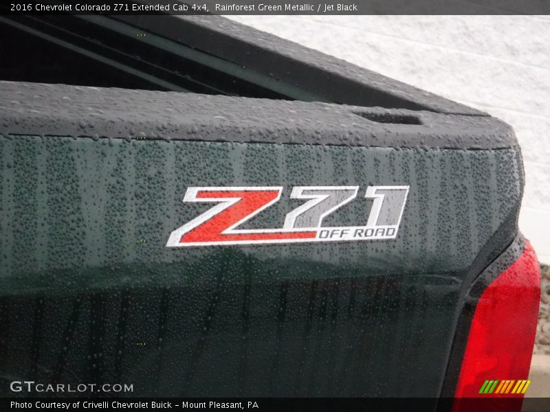 Rainforest Green Metallic / Jet Black 2016 Chevrolet Colorado Z71 Extended Cab 4x4