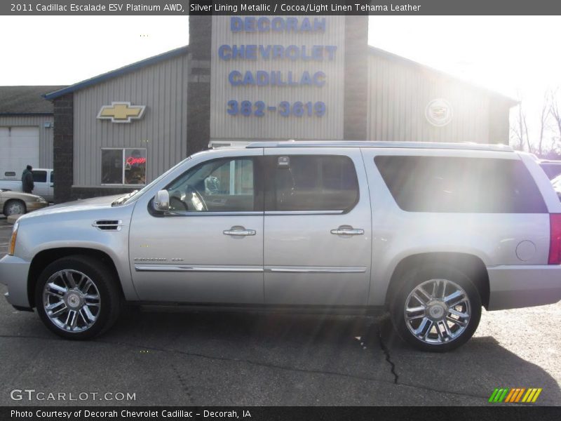 Silver Lining Metallic / Cocoa/Light Linen Tehama Leather 2011 Cadillac Escalade ESV Platinum AWD