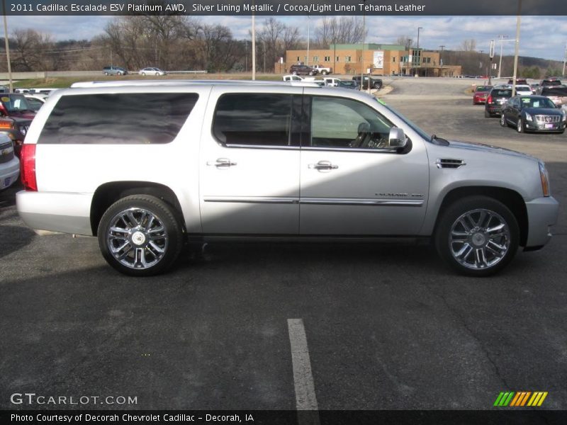 Silver Lining Metallic / Cocoa/Light Linen Tehama Leather 2011 Cadillac Escalade ESV Platinum AWD