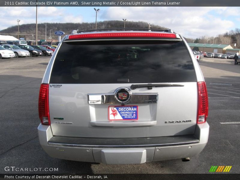 Silver Lining Metallic / Cocoa/Light Linen Tehama Leather 2011 Cadillac Escalade ESV Platinum AWD