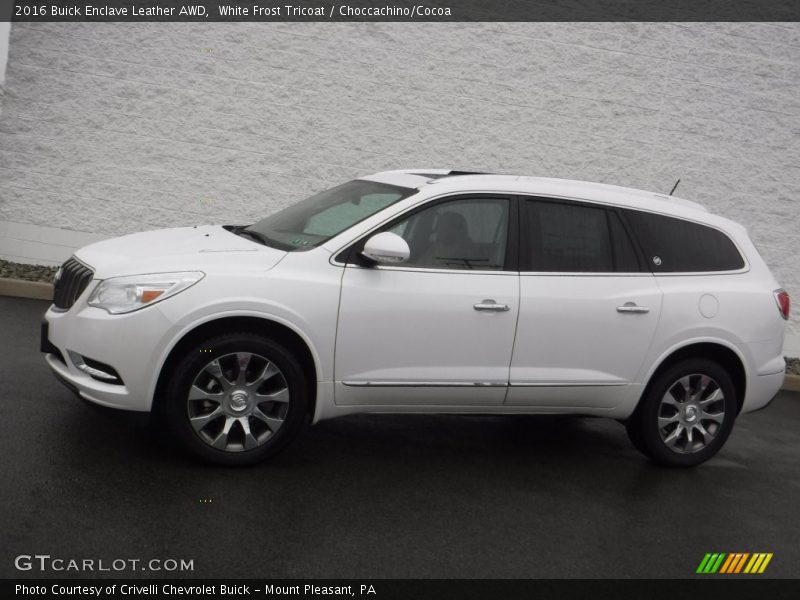 White Frost Tricoat / Choccachino/Cocoa 2016 Buick Enclave Leather AWD