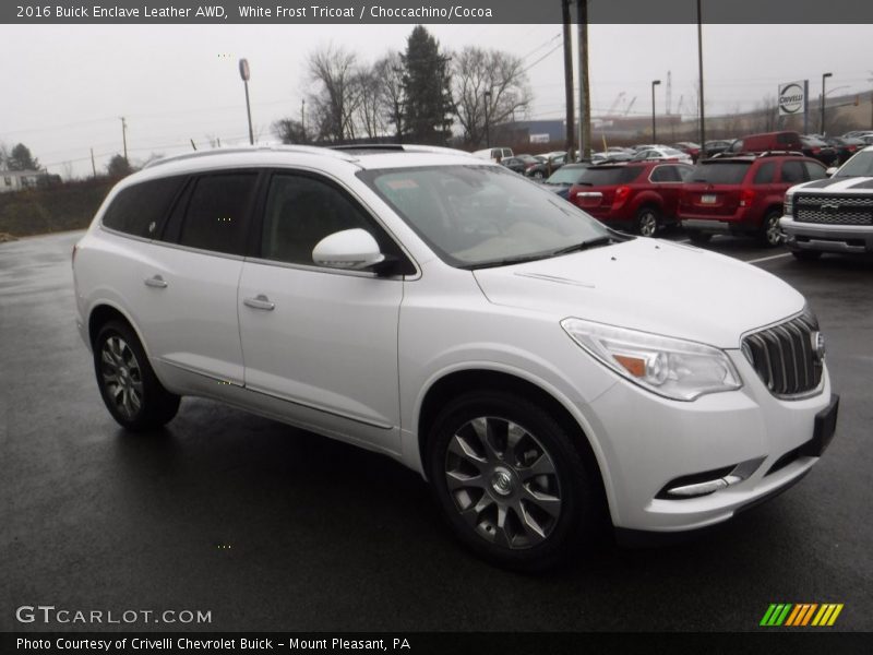 White Frost Tricoat / Choccachino/Cocoa 2016 Buick Enclave Leather AWD