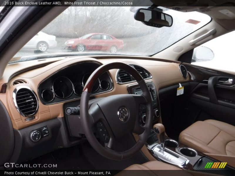 White Frost Tricoat / Choccachino/Cocoa 2016 Buick Enclave Leather AWD