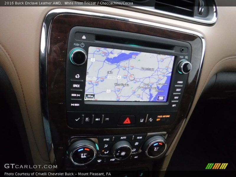 White Frost Tricoat / Choccachino/Cocoa 2016 Buick Enclave Leather AWD