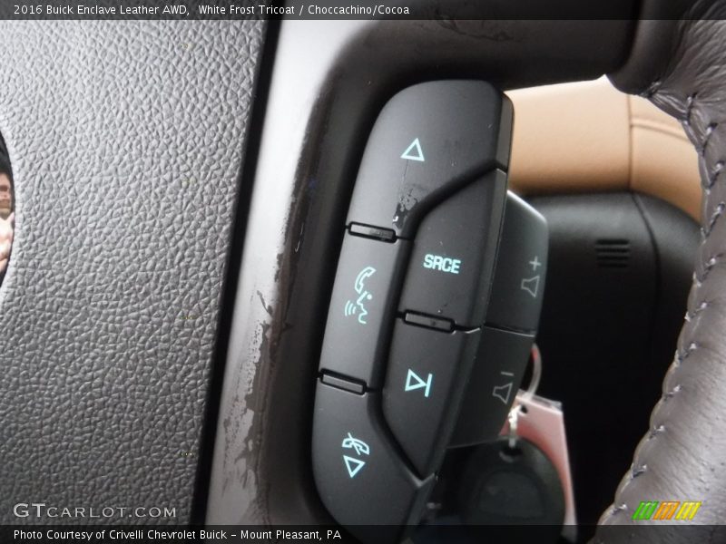 White Frost Tricoat / Choccachino/Cocoa 2016 Buick Enclave Leather AWD