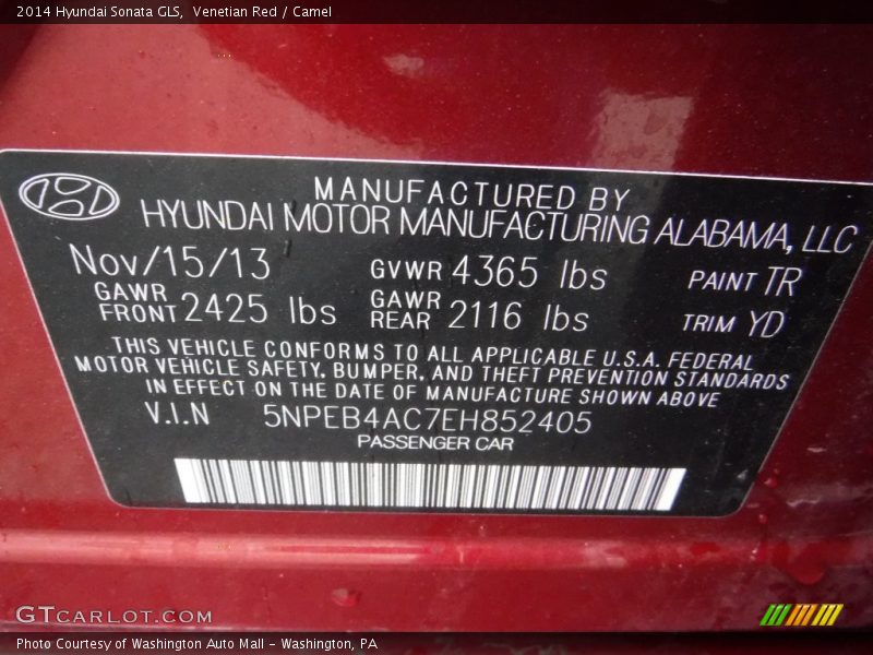 Venetian Red / Camel 2014 Hyundai Sonata GLS