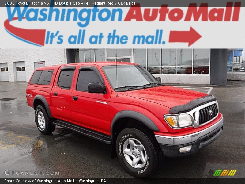 Radiant Red / Oak Beige 2001 Toyota Tacoma V6 TRD Double Cab 4x4