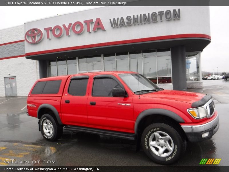 Radiant Red / Oak Beige 2001 Toyota Tacoma V6 TRD Double Cab 4x4