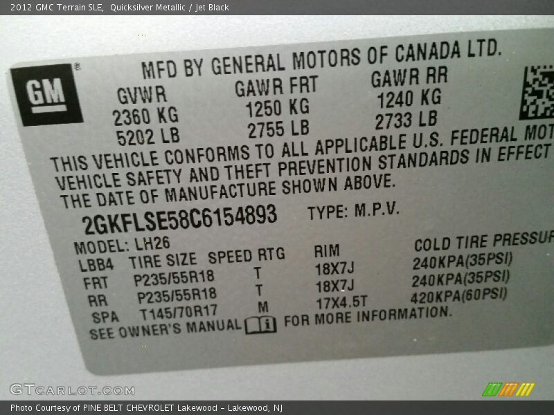 Quicksilver Metallic / Jet Black 2012 GMC Terrain SLE