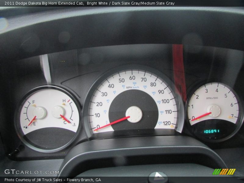 Bright White / Dark Slate Gray/Medium Slate Gray 2011 Dodge Dakota Big Horn Extended Cab