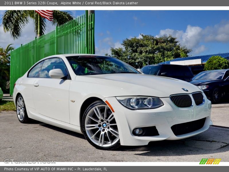 Alpine White / Coral Red/Black Dakota Leather 2011 BMW 3 Series 328i Coupe