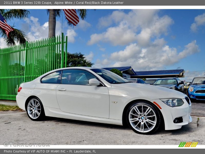 Alpine White / Coral Red/Black Dakota Leather 2011 BMW 3 Series 328i Coupe