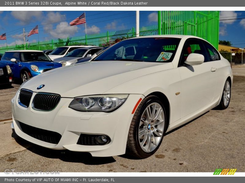 Alpine White / Coral Red/Black Dakota Leather 2011 BMW 3 Series 328i Coupe