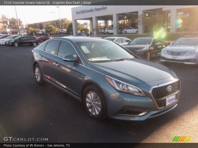 Graphite Blue Pearl / Beige 2016 Hyundai Sonata Hybrid SE