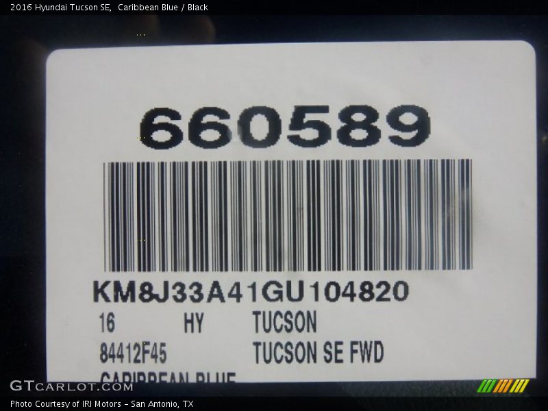 Caribbean Blue / Black 2016 Hyundai Tucson SE