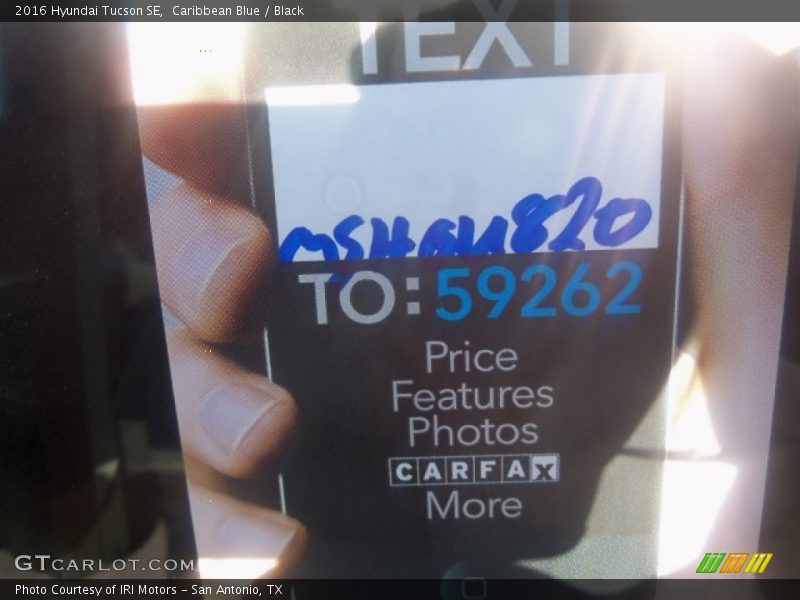 Caribbean Blue / Black 2016 Hyundai Tucson SE
