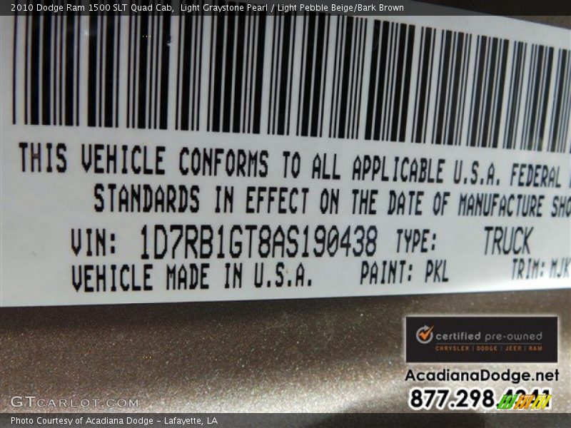 Light Graystone Pearl / Light Pebble Beige/Bark Brown 2010 Dodge Ram 1500 SLT Quad Cab