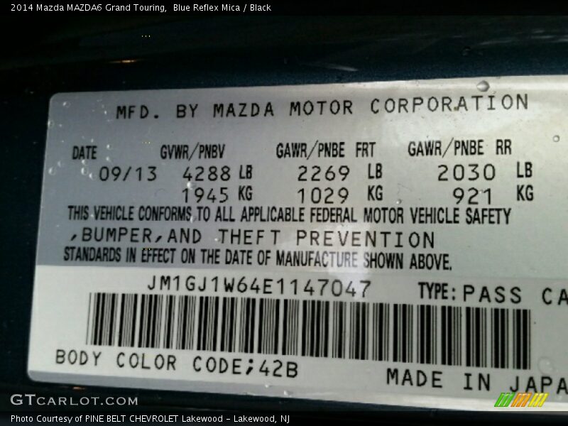 Blue Reflex Mica / Black 2014 Mazda MAZDA6 Grand Touring