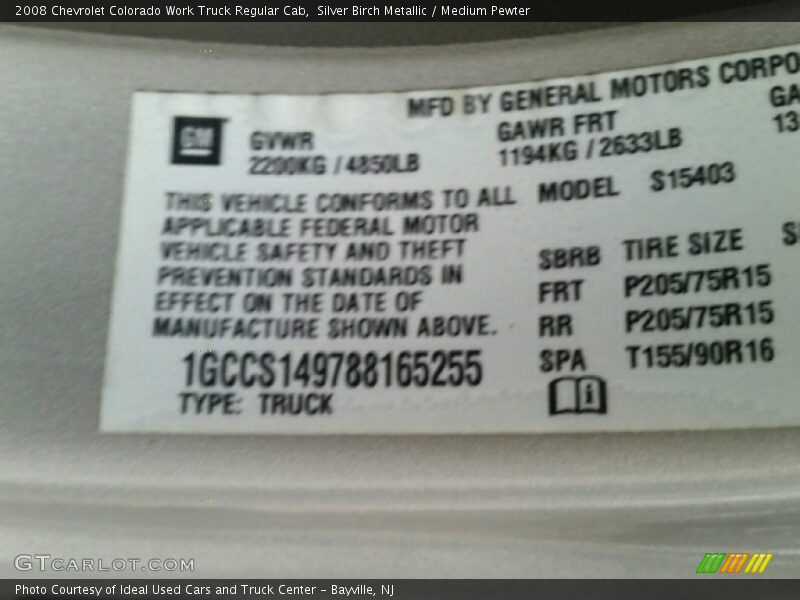 Silver Birch Metallic / Medium Pewter 2008 Chevrolet Colorado Work Truck Regular Cab