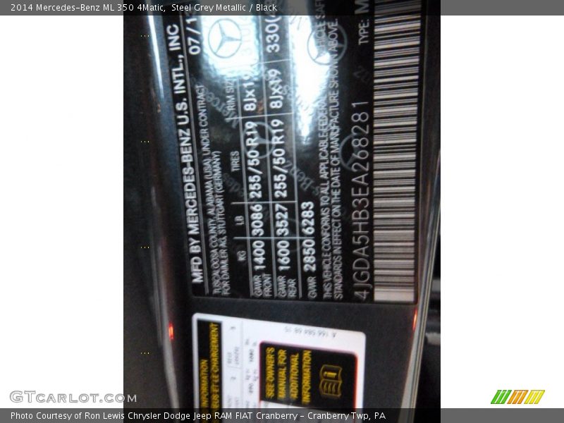 Steel Grey Metallic / Black 2014 Mercedes-Benz ML 350 4Matic