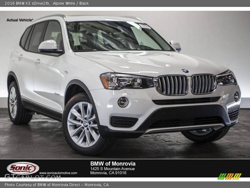 Alpine White / Black 2016 BMW X3 sDrive28i